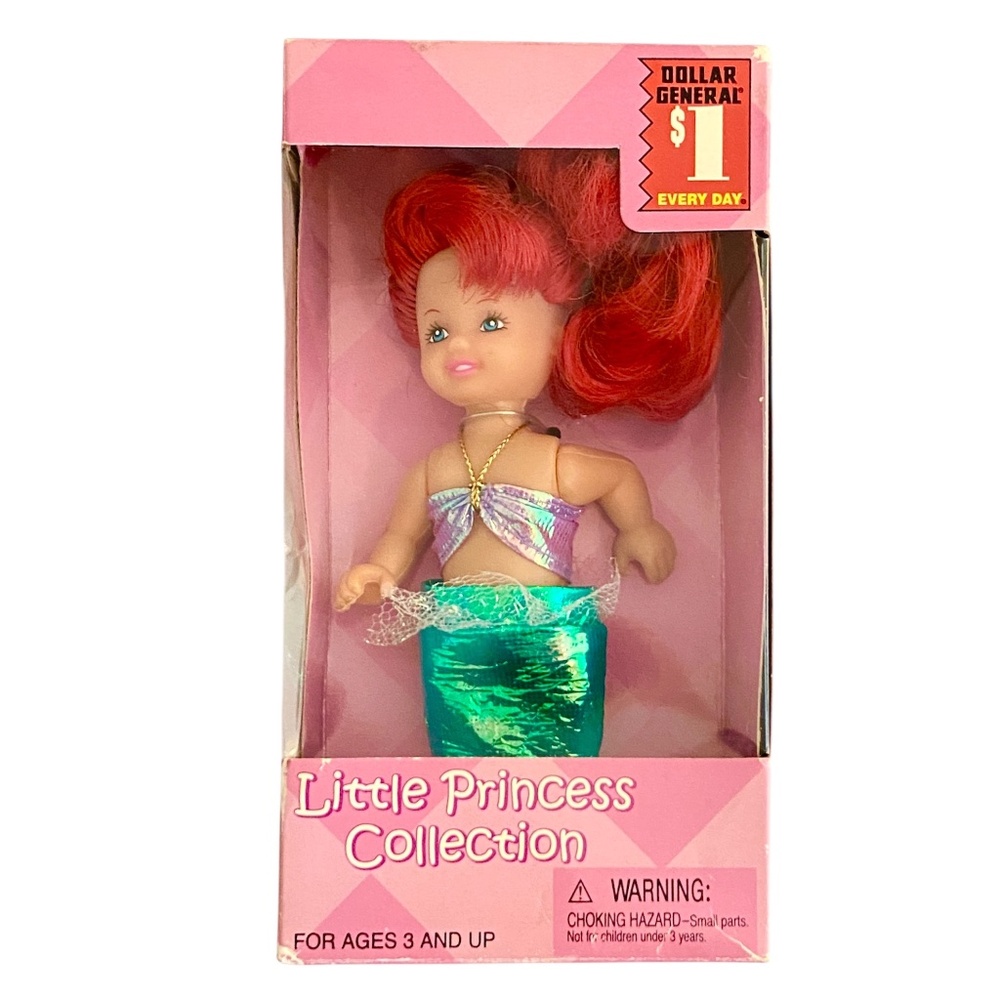 Vintage Little Princess Collection Mermaid Doll Red Hair Dollar General Toy NIB